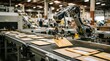 © Justlight - Medium shot capturing conveyor belt transporting claim envelopes robotic sorter arm in crisp focus with blurred background elements.