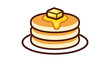 © MDMAZEDUR - Pancake stack vector icon illustration featuring a neat stack of three fluffy golden brown pancakes on a white plate, topped with a melting pat of butter and dripping maple syrup. Modern flat design.