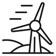 © Md - Wind turbine vector icon illustration, minimalist black line art symbol of renewable energy and sustainable power generation, clean green technology graphic for eco-friendly environmental design.