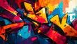 © Jajar Studio - Dynamic Wildstyle Graffiti Mural: An Explosion of Vivid Color and Abstract Shapes