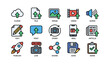 © Cali6ro - Digital media icons set: cloud, file, image, video, audio sharing features