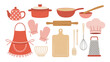 © FARUK - Colorful assortment of kitchen utensils and tools displayed together Vector
