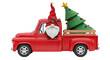 © sri - Christmas Gnome Driving a Red Truck with a Decorated Tree