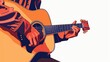 © ธิดารัตน์ ชะโนวรรณะ - A cute cartoon Style ofA close-up of a musician playing an acoustic guitar
