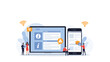 © Muqtadir - Students and professionals access vast digital libraries and educational resources through their connected smartphones and laptop computers.