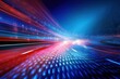 © victor - Futuristic digital highway with glowing light trails, smart road technology for autonomous driving and fast intelligent transportation concept.
