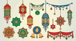 © faizz - Vibrant Collection of Ornate Islamic Lanterns and Mandalas for Festive Decorations.