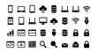 © Sajib - Minimalist technology icon set, black solid vector symbols for web and app design, 32 digital hardware and software interface elements