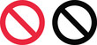 © Mr. Tasin - Prohibition sign icon, universal red and black stop symbol for restricted access no entry warning and safety regulation signage.