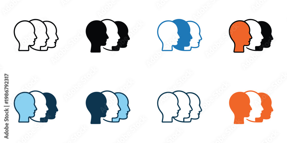 Refection Symbols Reflection icons set multiple style collection, editable stroke vector ...