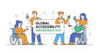 © Rikka - Global accessibility awareness day illustration diverse people smartphones wheelchairs vector