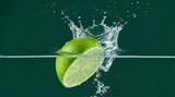 Percikan Kesegaran Jeruk Nipis di Air Jernih