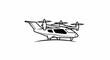 © gembi - Futuristic aerial vehicle with multiple rotors hovering over a curved surface