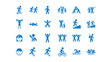 © putri rahayu - Icons showing workout routines and physical exercises.