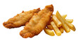 © PROSTOCK - Golden crispy fried fish fillets with thick cut french fries, isolated on transparent background