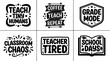 © DesignVectX - Black and white handwritten teacher phrase collection with stars and swirls