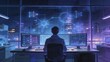© Halim - Generative Ai depicting a futuristic control room with data visualization