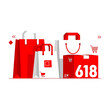 © yogi - Red shopping bags with white numbers.