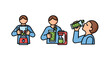 © widyas - Man drinking juice from different containers.