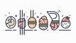 © Subejo - Stylized row of various sushi rolls with colorful stripes and toppings on white