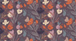 © Pastel - Artistic botanical design with evenly spaced flowers and elegant simplicity