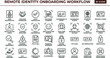© Abraham - Remote identity onboarding workflow outline biometric KYC verification icon set illustrating document scanning facial recognition OTP authentication and compliance approval processes