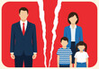 © aul - Family Separation and Divorce Concept Flat Illustration with Torn Effect