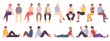 © VaskorChandra - Diverse Group Of People Sitting And Lying Down In Flat Design Style On A White Background vector illustration