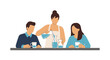 © Te - Friends enjoying coffee at a modern cafe table