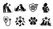 © Vera D - Veterinary medicine and pet care icons set with animal silhouettes and medical symbols