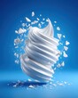 © NovaVision - Swirling soft serve ice cream with white chocolate shards exploding dynamically