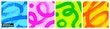 © Anastasiia Hevko - Colorful squiggle brush stokes poster or social post design. Hand drawn wavy organic kids organic geometric loop lines. Funky colorful bold squiggles, thick curved loop lines with circles.