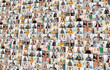 © New Africa - Group video chat, collage. Many people during online meeting, web camera view