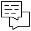 © Julekha - Black vector icon of two overlapping speech bubbles representing a chat or conversation. Minimalist line art illustration for messaging, communication, and social media interface design.