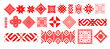 © Мария Неноглядова - Vector red set of seamless belarusian national ornament. Ethnic pattern of Slavic peoples, Russian, Ukrainian, Serb, Pole, Bulgarian. Cross stitch template.