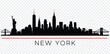 © MdshakiburRahman - New york city skyline silhouette with statue of liberty and iconic buildings
