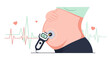 © nanang - Pregnant belly with fetal doppler, heartbeat monitor, and EKG waves