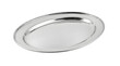 © A.waisi - Polished stainless steel oval platter, shiny chrome serving tray for catering, elegant metallic dinnerware plate isolated on white background