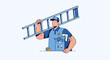 © Ahmad - Smart Home Installation Service Technician Carrying Ladder and Smart Devices Box Vector Illustration