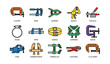 © Cali6ro - Colorful collection of diverse clamps and tools for various applications