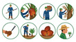 © Bening - Durian farmer illustrations working harvesting fruit