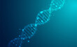 © Shawon - Glowing blue DNA double helix structure with particles on gradient background