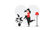 © VectStocker - A loving mother wearing a vibrant red shirt affectionately embraces her young daughter in a cozy room featuring a large grey heart and a stylish lamp.