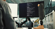 © peopleimages.com - Person, computer screen and programming with prosthetic leg for robotic development in laboratory. Programmer, developer or biomedical engineer with artificial limb or 3D model for code or design