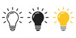 © Mizu Ahmed 2 - Set of light bulb icons on white background, idea symbol electric lamp vector collection representing light, innovation, solution, creative thinking, electricity, outline, flat and colored styles for
