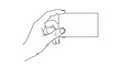 © Anjing - A simple line drawing of a hand holding a blank rectangular card horizontally