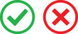 © Mst - Green check mark and red cross mark symbols isolated on a plain white background for design use Vector
