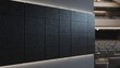© Justlight - Medium shot of darktone acoustic panels with fine pattern details highlighted by subtle LED lighting auditorium background out of focus to stress innovative soundproofing