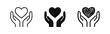 © ICONS FOR YOU - Hands Holding Heart Icons Set - Charity Care and Love Protection Symbols