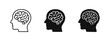 © ICONS FOR YOU - Human head profile with brain icon set for psychology, neurology, and intelligence concepts